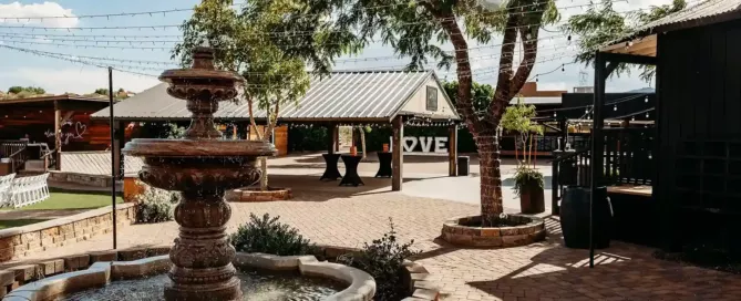 water fountain at wedding venue