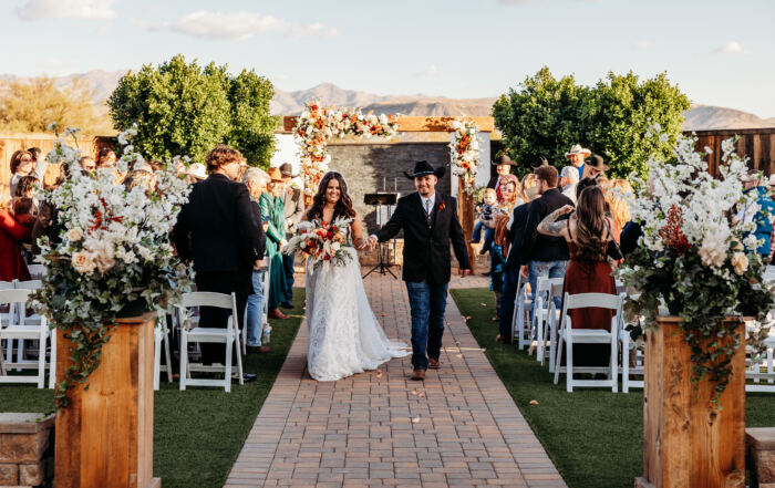 Just married walking back down the aisle