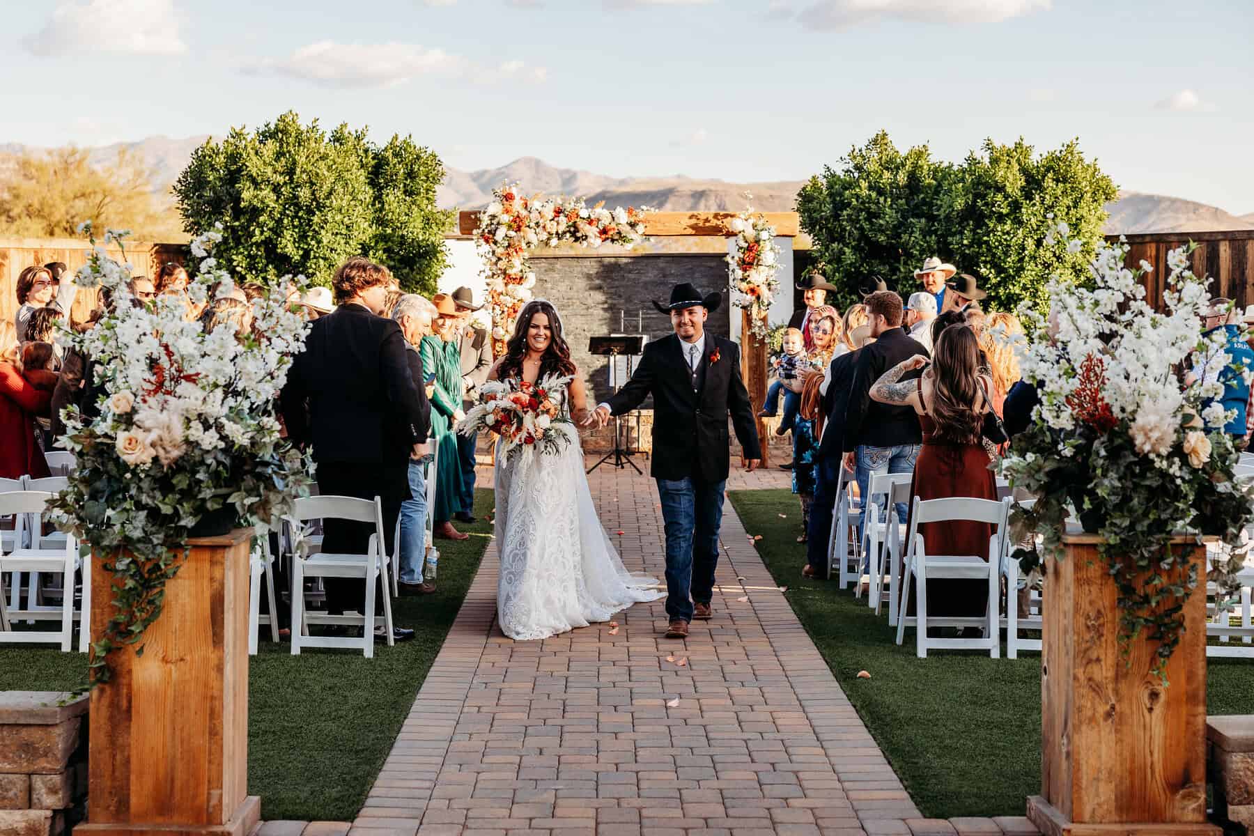 Just married walking back down the aisle