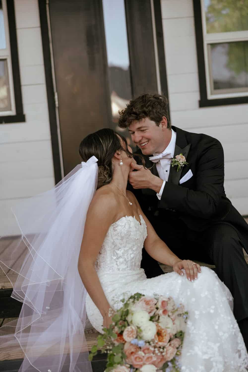 Bride and groom in love on their wedding day in arizona