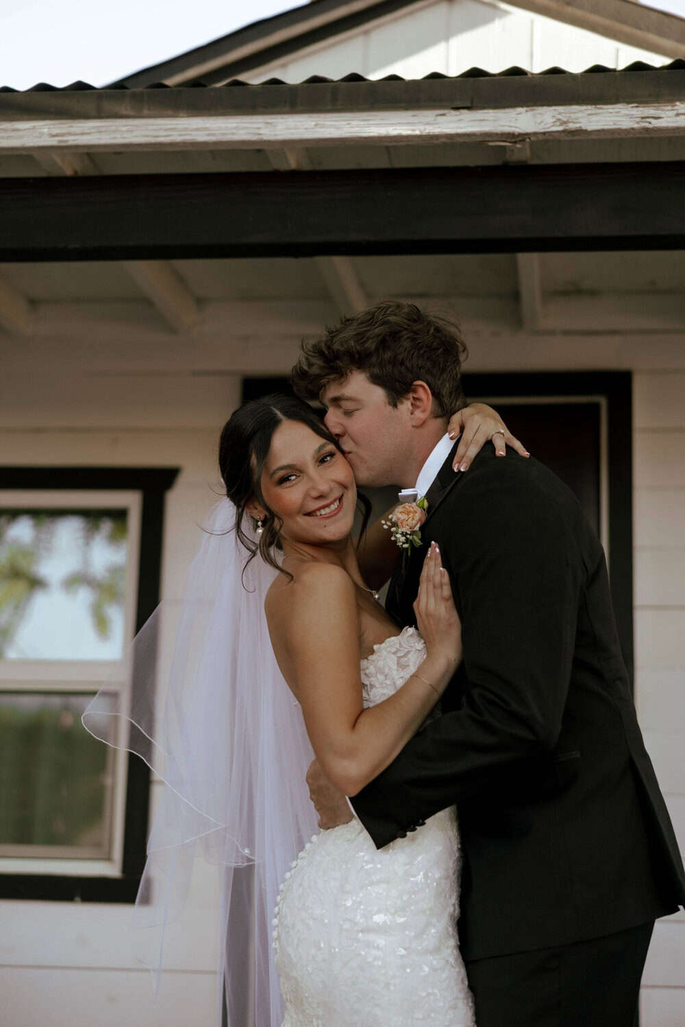 Bride and groom in love on their wedding day
