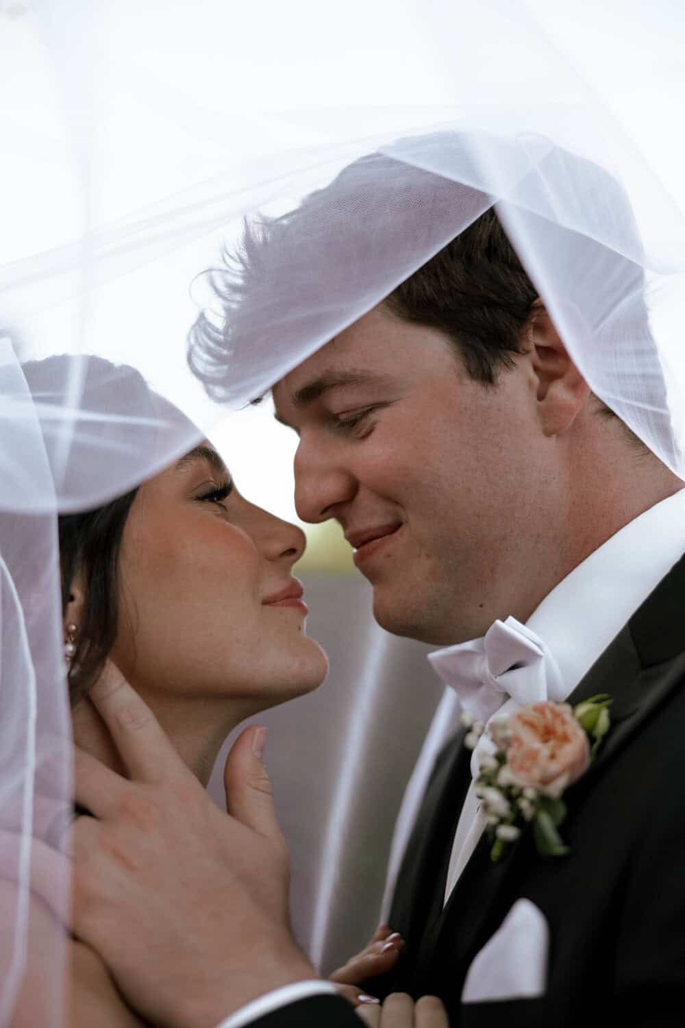 Romantic bridal portrait with flowing veil in the Arizona desert at The Venue at Chilleens during sunset.