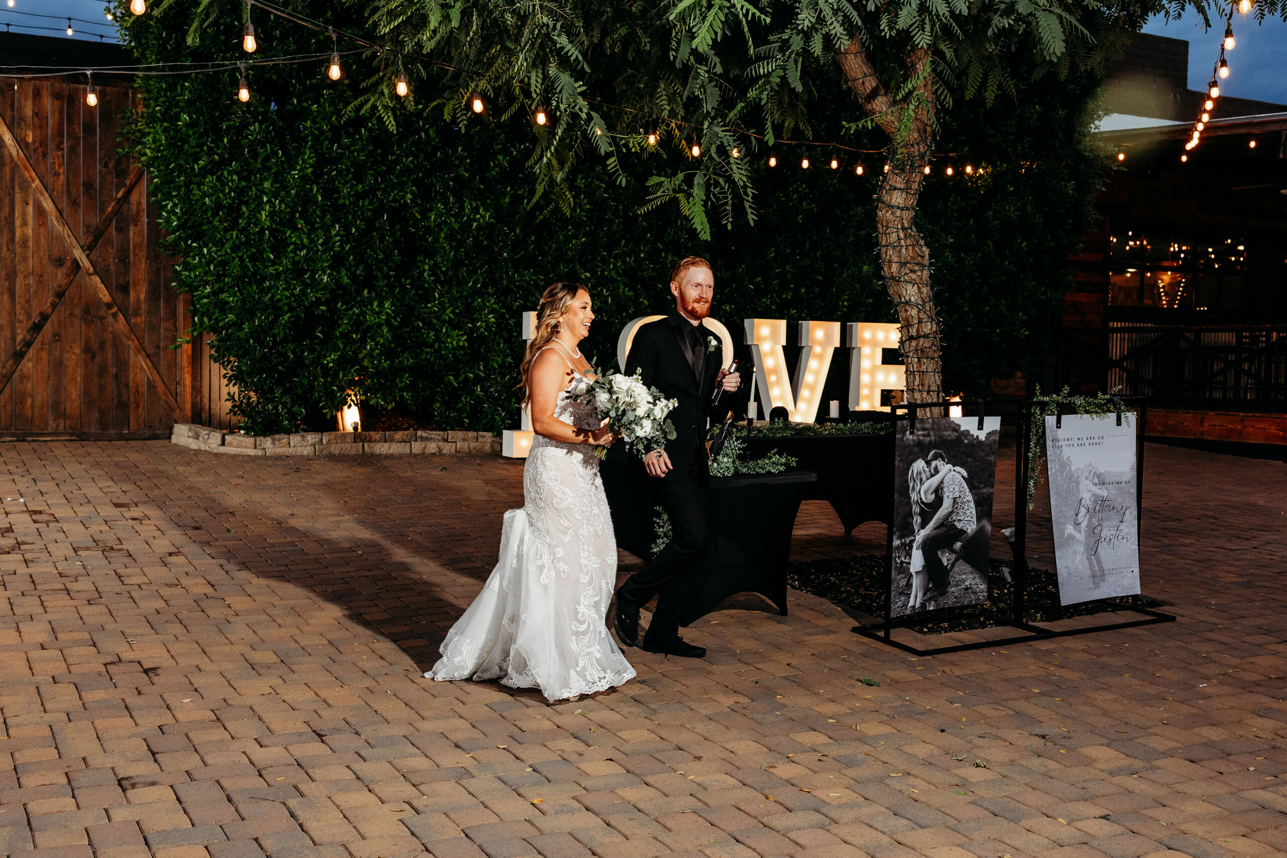 Bride and Groom entering on their wedding day