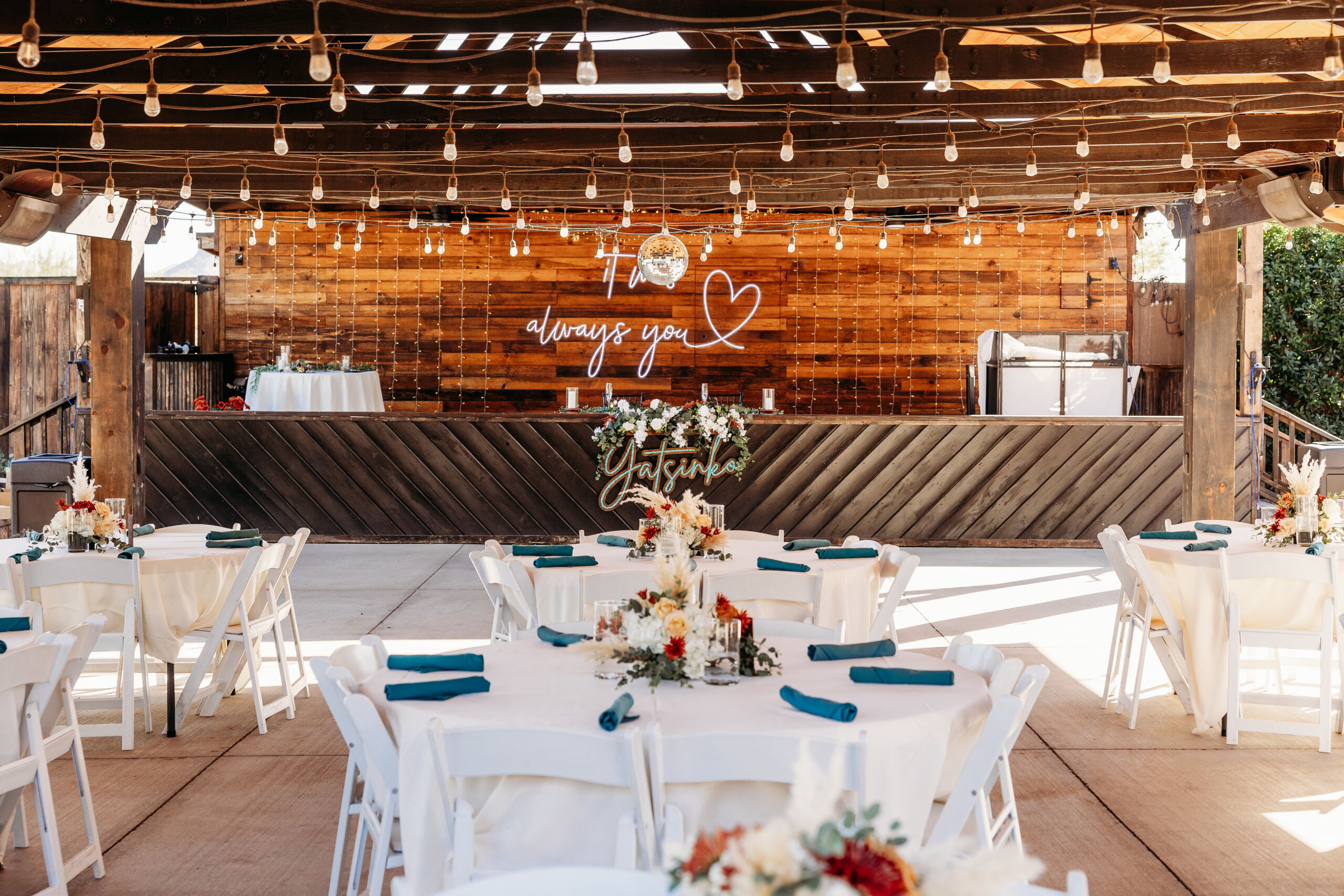 Reception site ready with beautiful florals